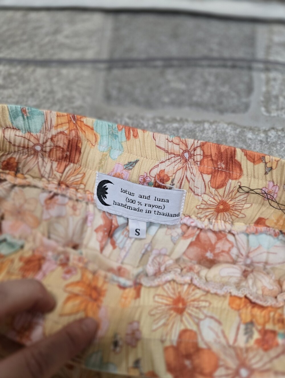 Lotus And Luna Handmade Floral Wide-Leg Lounge Pants Peach Orange Summer Boho S - Picture 7 of 12